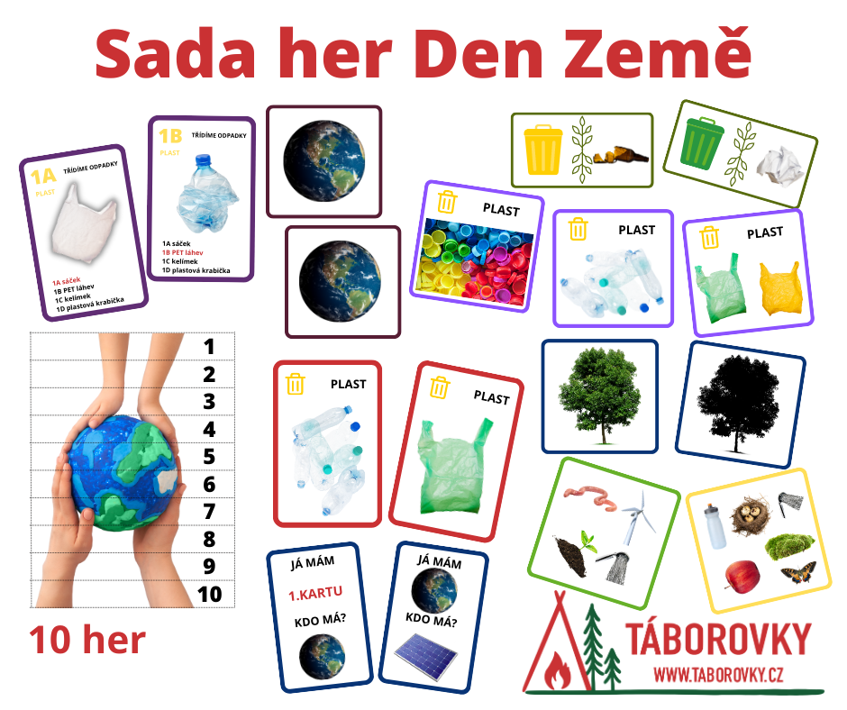 Sada karetních her v PDF pro děti s enviromentální tématikou vhodná ke Dni Země
